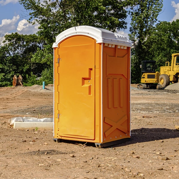 how often are the portable restrooms cleaned and serviced during a rental period in Cheriton